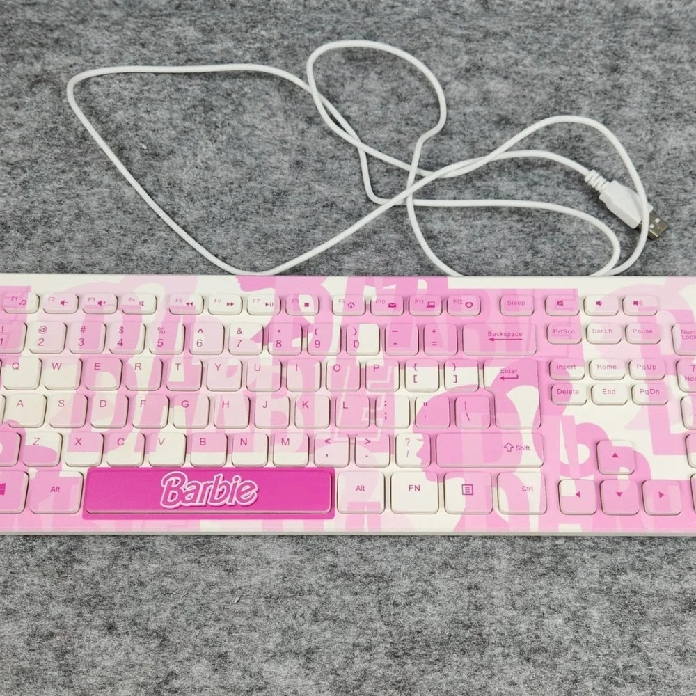 Barbie KY0003 Keyboard Pink Wired USB Computer Ergonomic Number Pad Tested